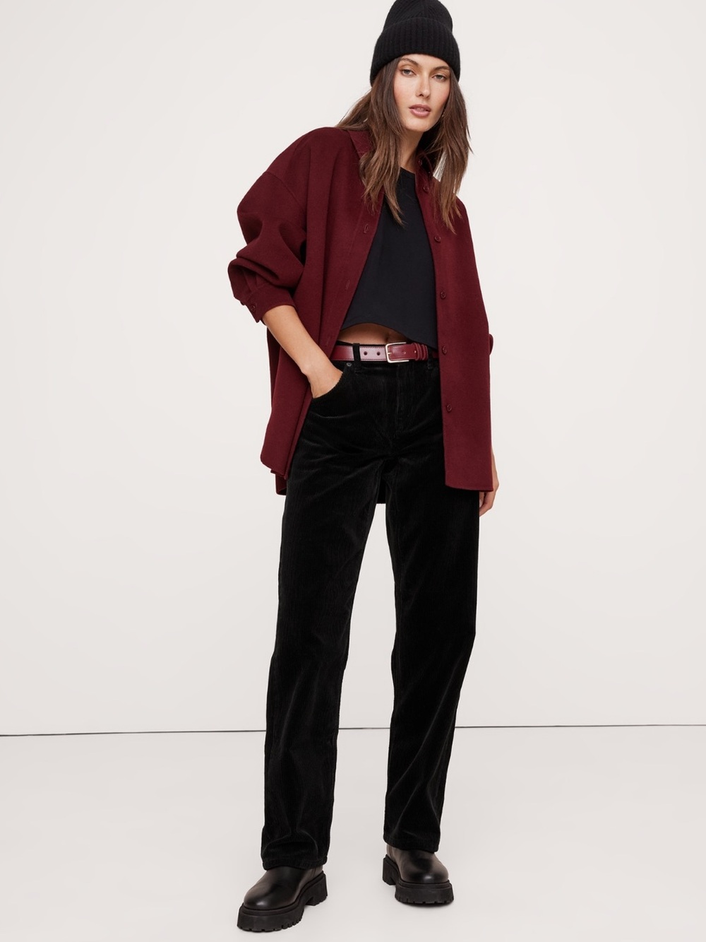 Banana Republic Black Corduroy Straight-Leg Pants